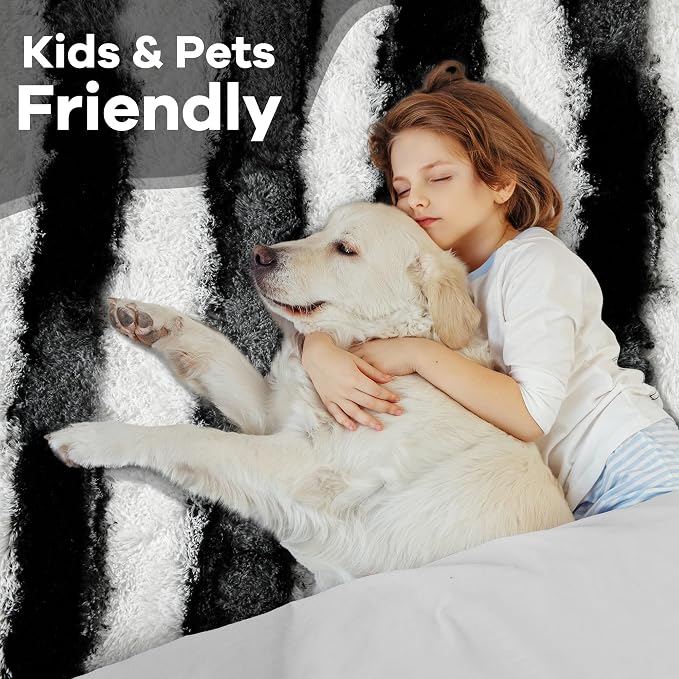 5x7 Black and White Fluffy Soft Area Rug Non-Slip - Image 6