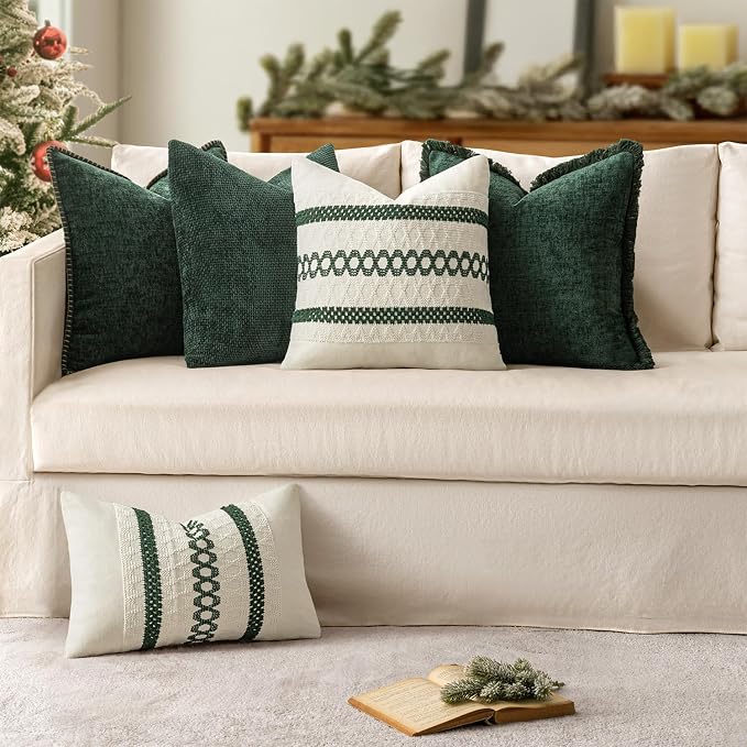 MIULEE Decorative Couch Throw Pillow Covers 18x18 Inch Dark Green 2 Pack | - Image 6
