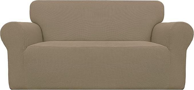 Easy-Going Stretch Oversized Loveseat Couch Covers Washable Tan | 1-Piece Large by Easy-Going