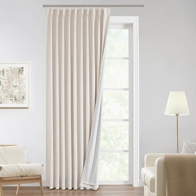 Vision Home Natural Pinch Pleated Full Blackout Curtains Linen Blended Room by VisionHome