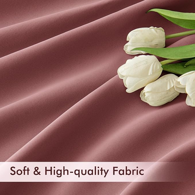 MIULEE Dusty Rose Back Tab Blackout Curtains 52x120 Inch Long 2 Panels Set | - Image 6