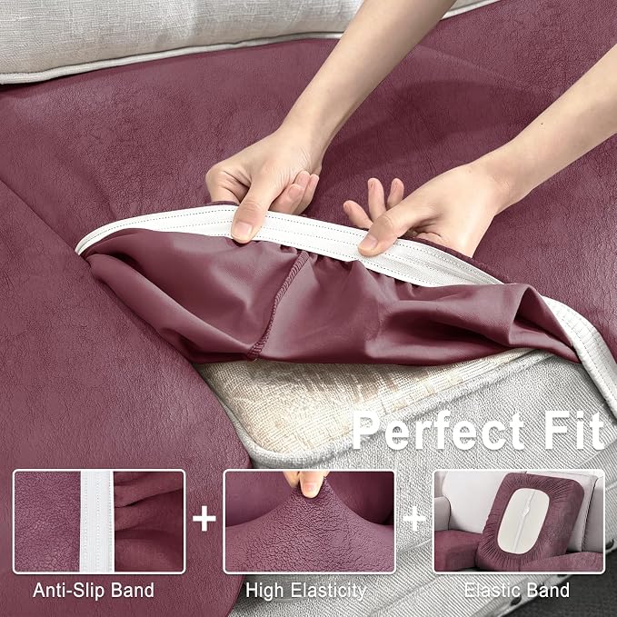 ANARACHON Leather Look Couch Cushion Covers Sofa Seat Slipcovers Sets Couches - Image 4