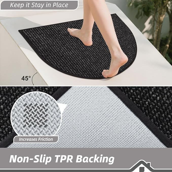 BEQHAUSE Dirt Trapper Door Mat 24" x 36" Half Circle Non Slip Rugs, Absorbent - Image 4