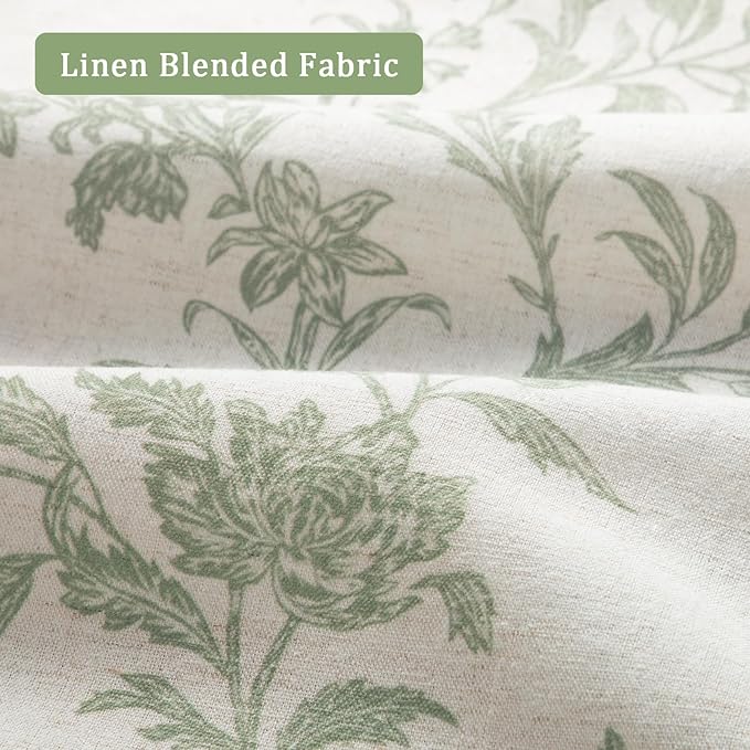 Sage Green Boho Floral 100% Blackout Curtains 63 Inch 2 Panels | Farmhouse - Image 4