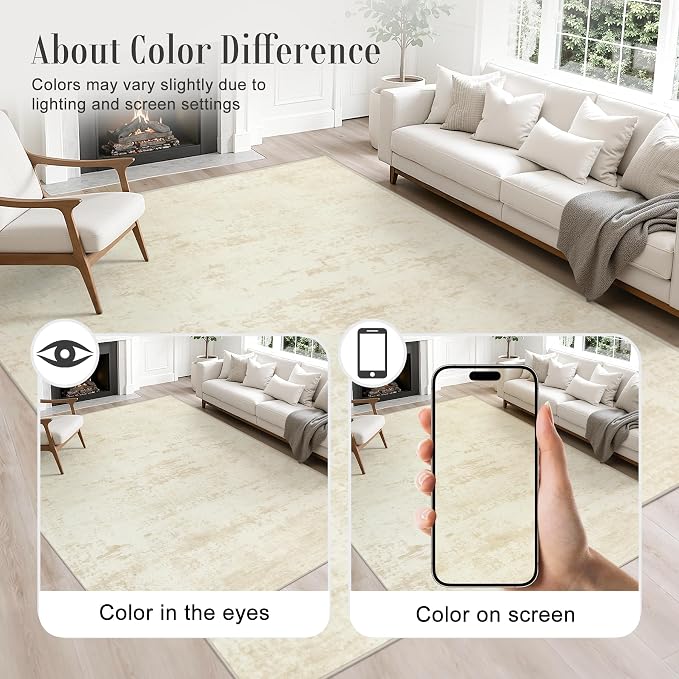 2.6x8 Washable Runner Rug：Modern Abstract Kitchen Soft Carpet Beige | - Image 4