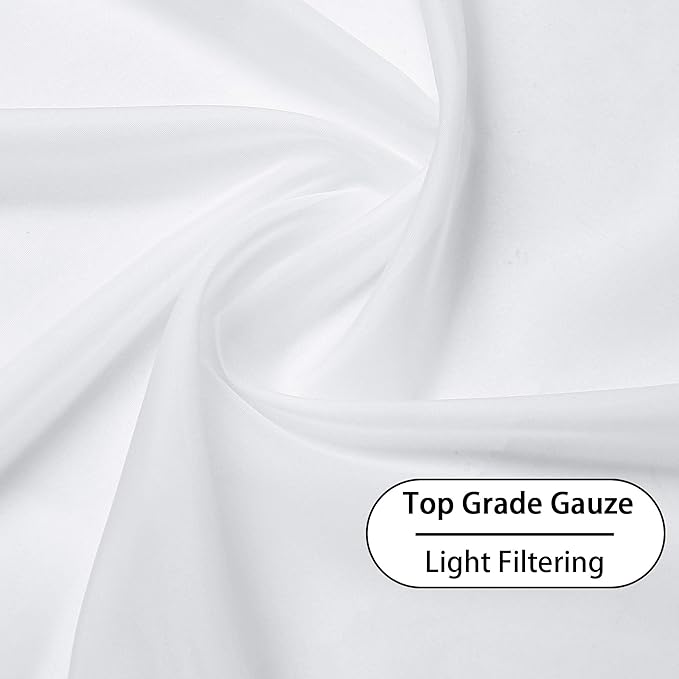 KEQIAOSUOCAI Sheer Window Curtains 72 inches Long, Silver Grommet Light Filtering Window Drapes Airy & Breathable Living Room Voile Panels for Flat,Pure White, 108" W Total 2 Pieces