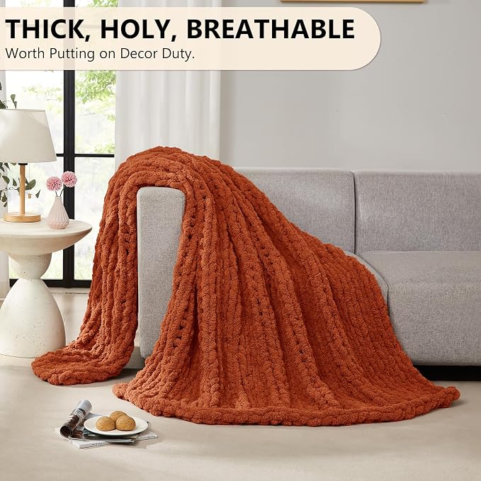 L'AGRATY Chunky Knit Throw Blanket - Image 6