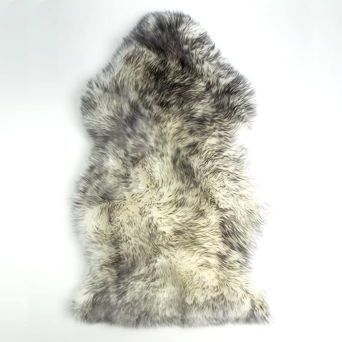 HUAHOO Premium Genuine Sheepskin Rug White Grey Real Australia Sheepskin - Image 5