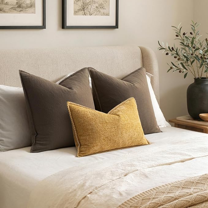 MIULEE Decorative Lumbar Throw Pillow Covers 12x20 Inch Gold 2 Pack | Mustard - Image 6