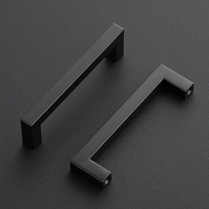 Ravinte 1 Pack Black Cabinet Pulls 4-1/2 Inch Square Cabinet Handles Matte Black Kitchen Hardware for Cabinet Drawer Pulls Come with Screwdriver