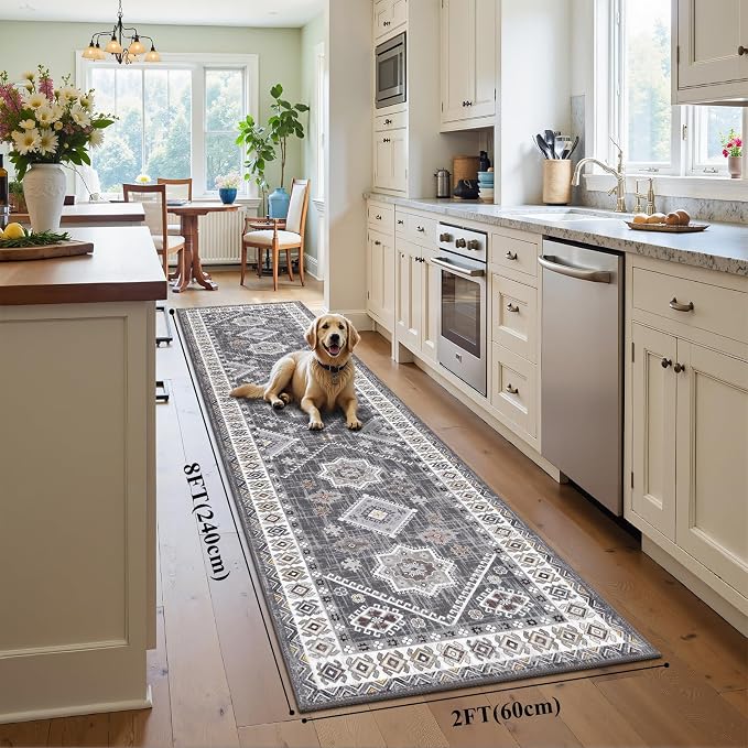 HEBE Boho Kitchen Mats for Floor 24''x96'', Non Slip Washable Runner Rug | - Image 2