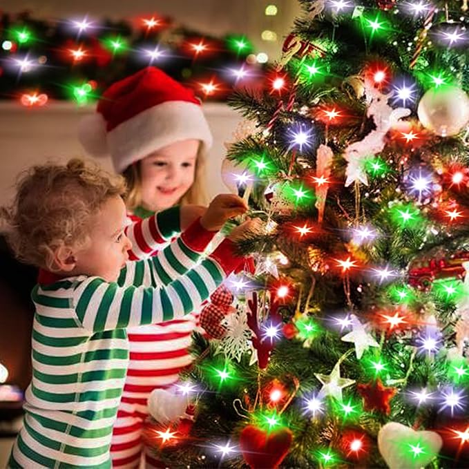 YJFWAL 12 Pack 10ft 30LED Timer Fairy Lights Battery Powered, Starry String Lights with 8 Modes Remote Waterproof Twinkle Lights for DIY, Bedroom, Wedding, Party, Patio, Christmas Decor (Xmas Color)