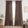 Cappuccino Linen Blend Light Filtering Back Tab Curtains 96 Inches Long by Nanspring
