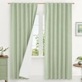 100% Blackout Natural Linen Curtains 72 Inches 2 Panels, Light Green | Room by LAMIT