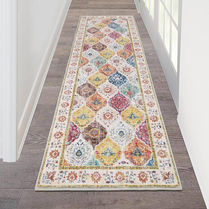 HEBE Hallway Runner Rug 2'x6', Washable Non Slip Kitchen Rug Runner | Soft Boho by HEBE