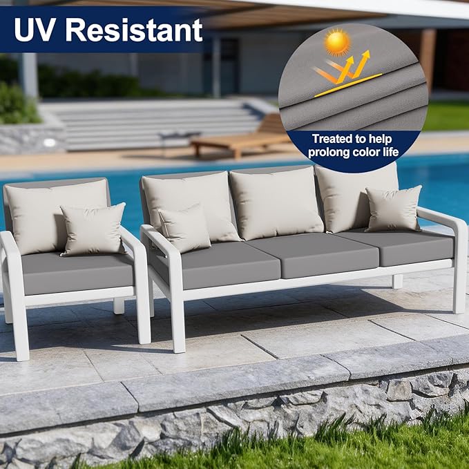 Smiry Waterproof Patio Cushion Covers, Stretch Outdoor Furniture Covers | Couch - Image 3