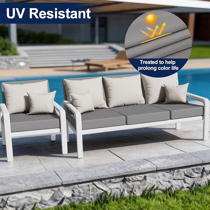 Smiry Waterproof Patio Cushion Covers, Stretch Outdoor Furniture Covers | Couch - Image 3
