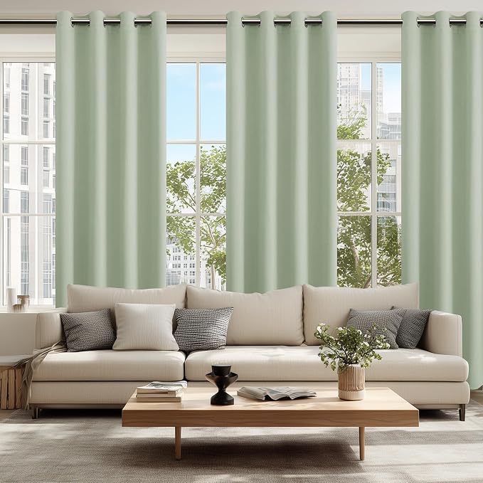 Blackout Curtains for Bedroom, 52 x 96 Inches Long, Seafoam Green | Thermal - Image 6