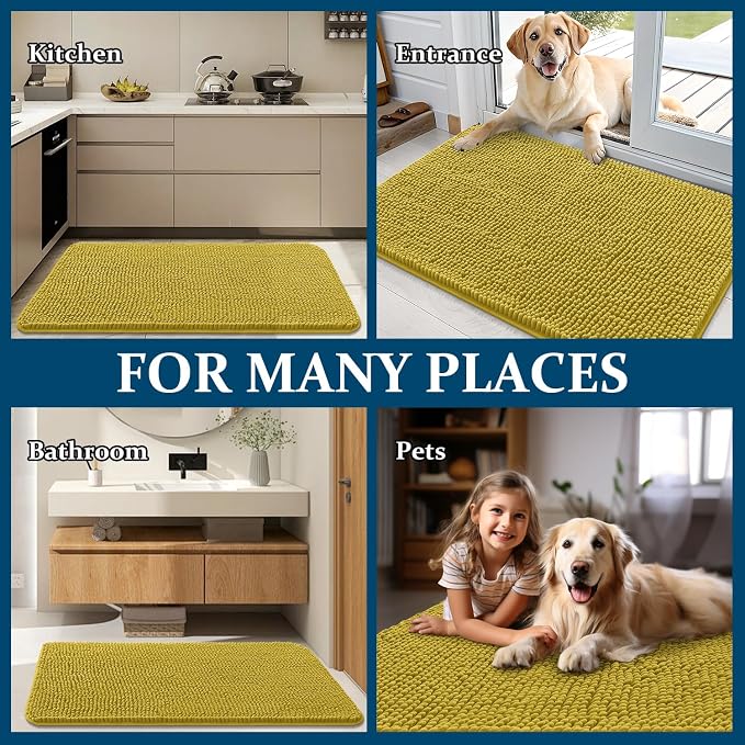 OLANLY Dog Door Mat for Muddy Paws 24x16, Super Absorbent Chenille Mud Mat | - Image 8