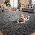 4x6 Fluffy Shag Area Rugs for Living Room Bedroom: Soft Plush Carpet Grey | by CarpetAddColortoYourLife