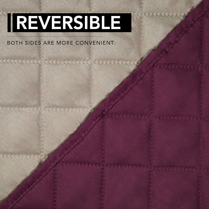 Easy-Going Reversible Couch Cover, Oversized Recliner, Wine/Beige | Machine - Image 5
