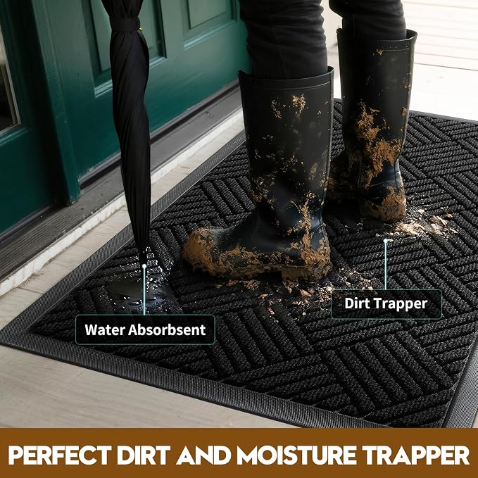 Front Door Mat, Heavy Duty Waterproof Doormat 31.5"x20", Stain Fade Resistant - Image 3
