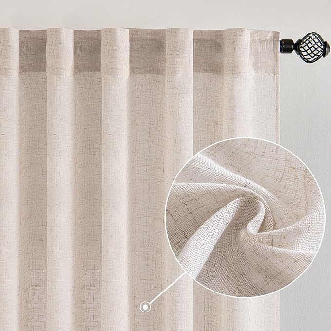 MIULEE Natural White Linen Curtains 52x108 Inch by MIULEE
