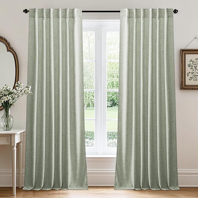 RYB HOME Light Filtering Linen Sheer Curtains 72 inch Long by RYBHOME