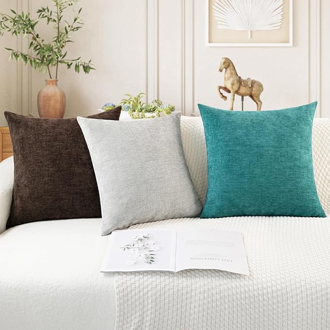 CaliTime Decorative Couch Throw Pillow Covers 16 X 16 Inches Coffee | Pack of 2 - Image 5