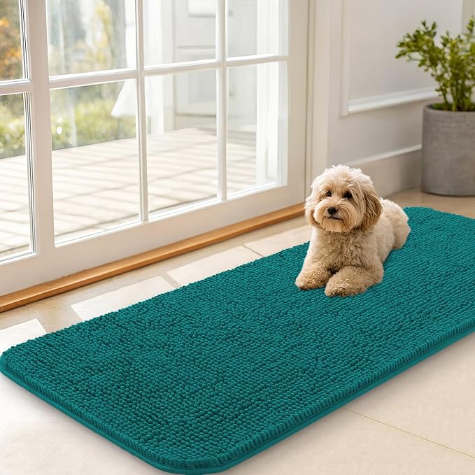 OLANLY Dog Door Mat for Muddy Paws 47x20, Super Absorbent Chenille Mud Mat | by OLANLY