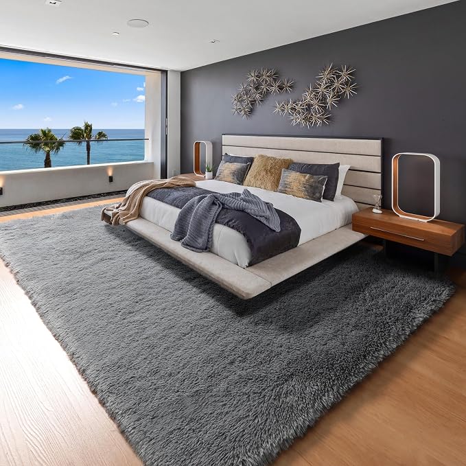 Grey 8x10 Area Rugs for Living Room, Ultra Soft Plush Thick Shaggy Big Floor - Image 5