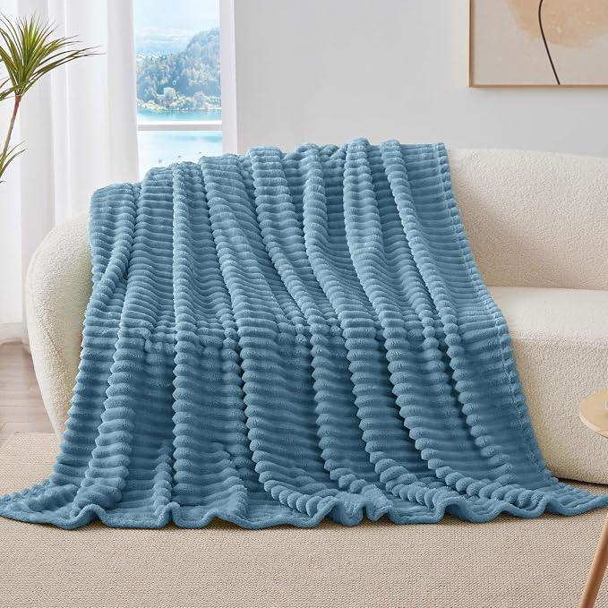 BEDELITE Striped Fleece Throw Blanket, Soft Cozy, Lightweight Warm, Machine - Image 8