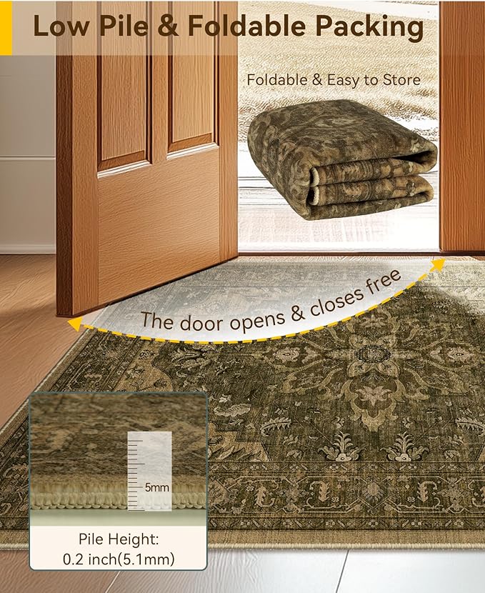 RELEANY Washable Area Rug, Square 7'x7', Water Repellent, Pet Friendly - Image 3