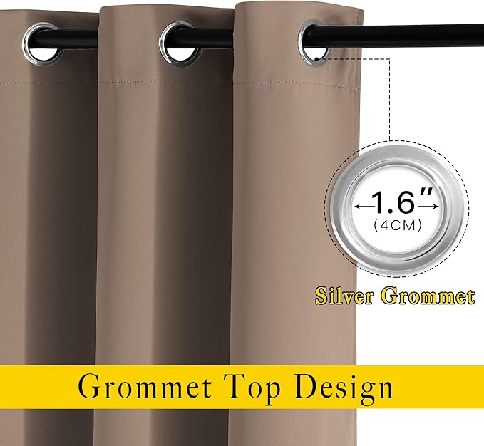 NICETOWN Blackout Bedroom Curtains 66 inches Long, Grommet Room Darkening - Image 2