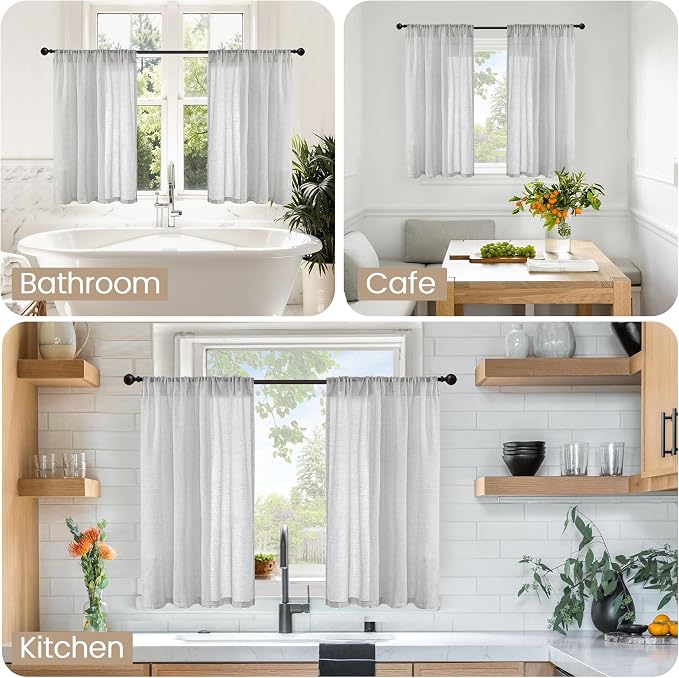 BGment Small Linen Curtains 40 Inch Length - Image 2