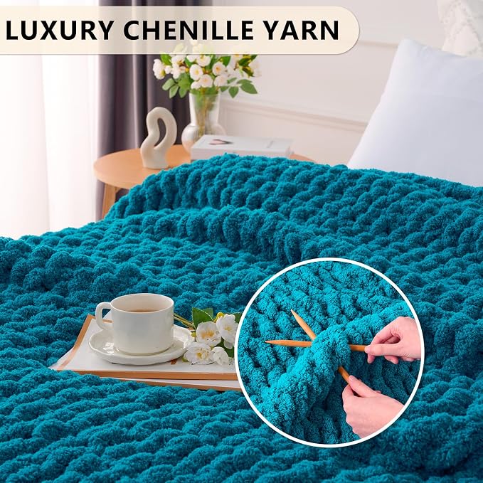 L'AGRATY Chunky Knit Throw Blanket - Image 3