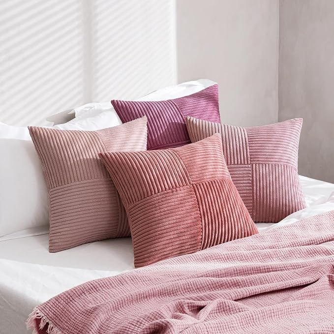 MIULEE Aesthetic Pink Throw Pillow Covers 18x18 Inch Set of 4 Spring Decorative - Image 4