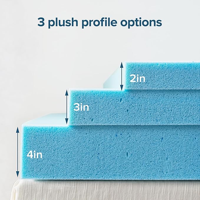 ZINUS 2 Inch Green Tea Cooling Gel Memory Foam Mattress Topper, Smaller, More Convenient WonderBox Packaging, Cooling Gel Foam, CertiPUR-US Certified, Twin XL