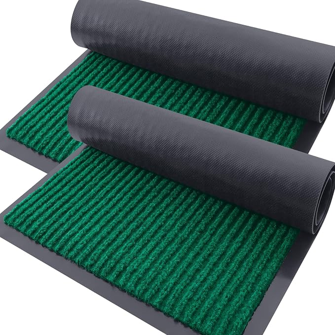 OLANLY 2-Pack Front Door Mats 47x32, Waterproof Heavy-Duty Doormats | Green by OLANLY