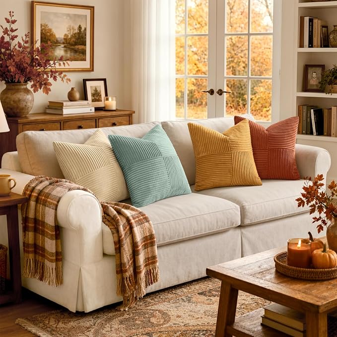 MIULEE Fall Teal Orange Decorative Throw Pillow Covers 18x18 Inch Set of 4 Boho - Image 9