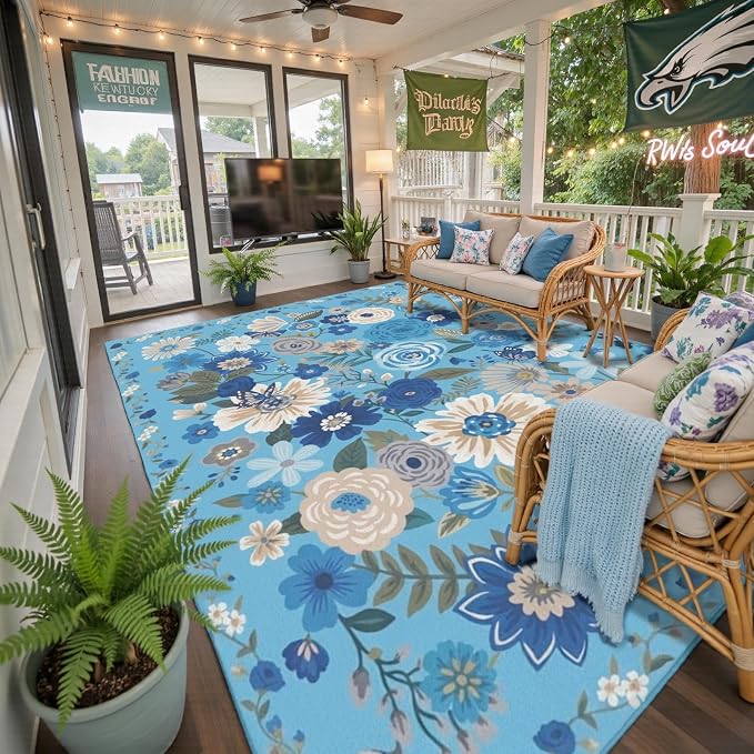 Floral Area Rugs 10x14 for Living Room Large Rug for Bedroom | Non Slip - Image 2