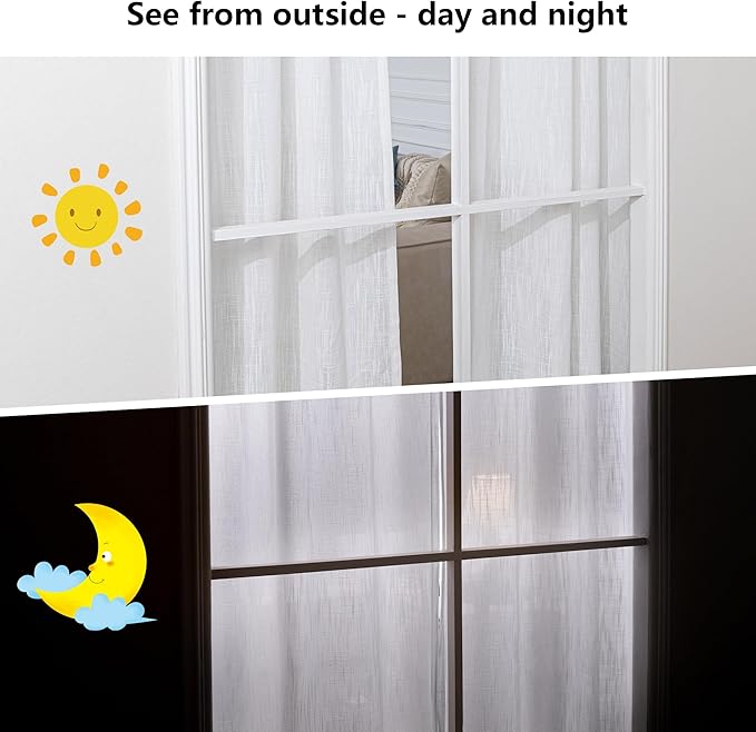 MYSKY HOME Natural Linen Living Room Curtains, Semi Sheers Light Filtering Back - Image 5