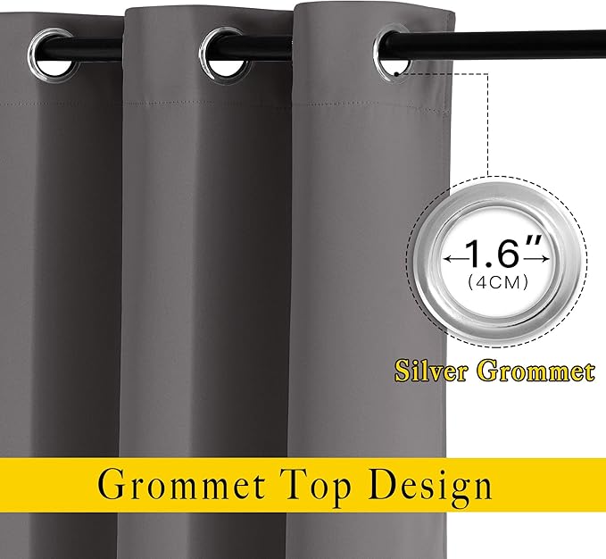 NICETOWN Blackout Grey Window Treatments 84 inch Long, Grommet Top Room - Image 3