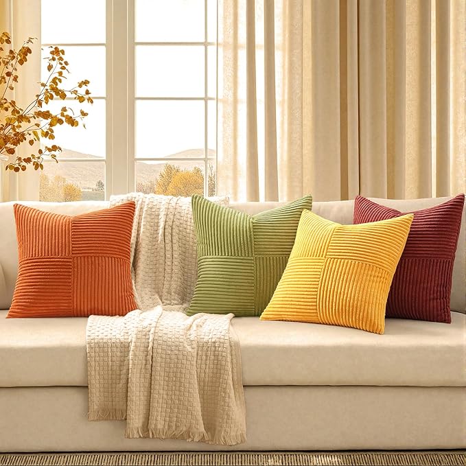 MIULEE Fall Yellow Orange Rust Throw Pillow Covers 20x20 Inch 4 Packs Boho - Image 2