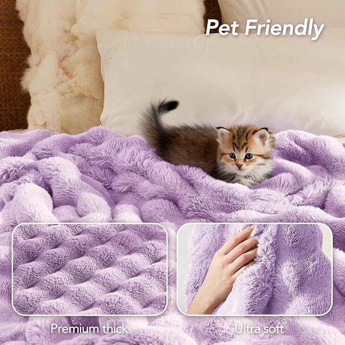 L'AGRATY Faux Rabbit Fur Throw Blanket - Image 7