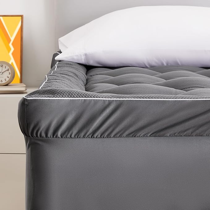 SLEEP ZONE Extra Thick Full Mattress Topper for Back Pain, Plush Breathable Thick Mattress Pad Cover, Down Alternative Soft Bed Topper with Elastic Fitted Deep Pocket