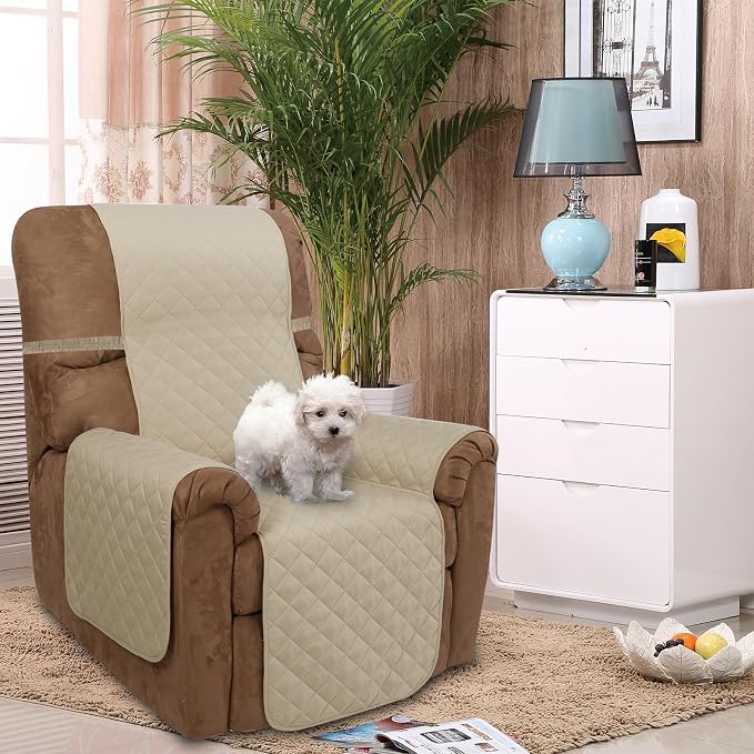 U-NICE HOME Reversible Recliner Chair Covers, Sand/Beige | 28''Recliner Cover - Image 2