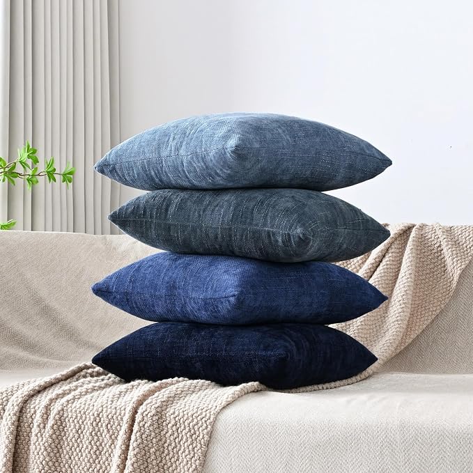Set of 4 Soft Textured Decorative Throw Pillow Covers 18x18 Inch Cozy Farmhouse - Image 8