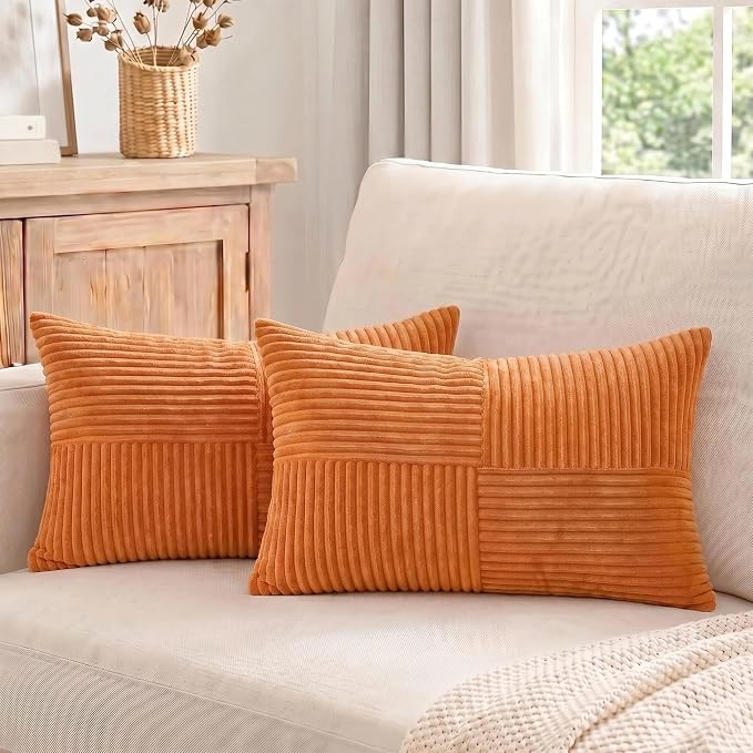 Fancy Homi 2 Packs Burnt Orange Lumbar Decorative Throw Pillow Covers 12x20 Inch - Image 7