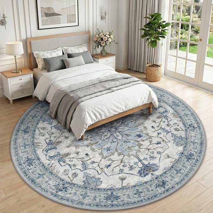 RELEANY Washable Area Rug, Round 10ft, Water Repellent, Pet Friendly, Vintage - Image 2